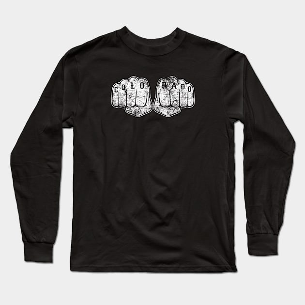 Fight for Colorado! Vintage tattoo design on fists Long Sleeve T-Shirt by MalmoDesigns